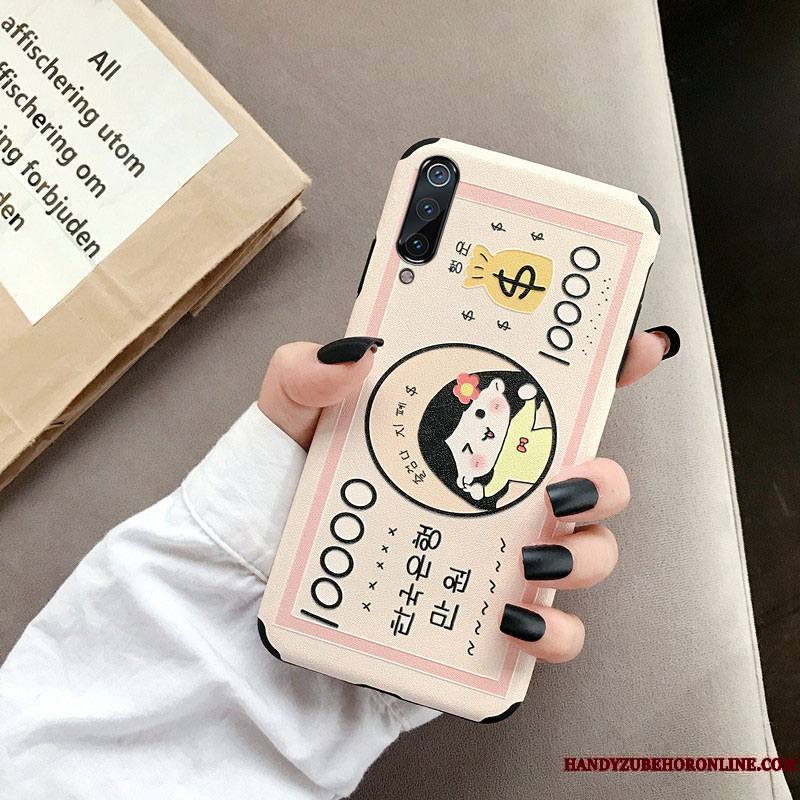 Mi A3 Coque Délavé En Daim Gaufrage Dessin Animé Charmant Soie Mulberry Silicone Tendance