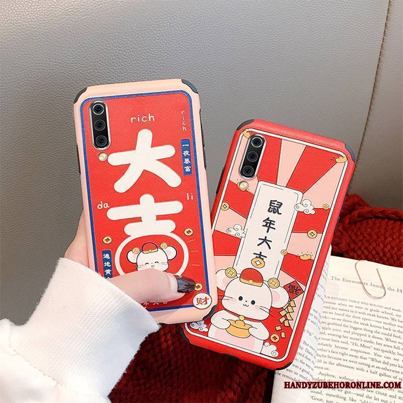 Mi A3 Coque Protection Rat Petit Jeunesse Étui Rouge Modèle Fleurie