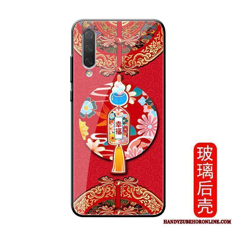 Mi A3 Style Chinois Rouge Créatif Fluide Doux Personnalité Coque Miroir