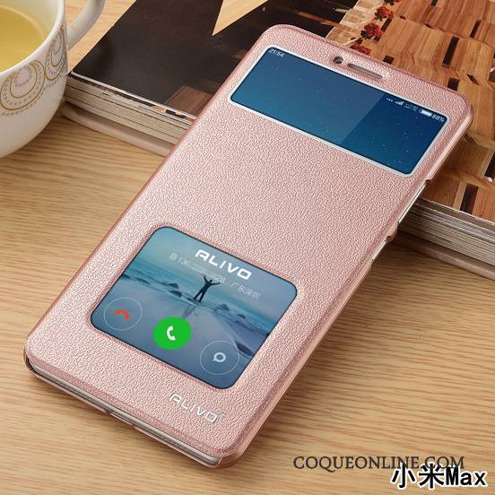 Mi Max 2 Clamshell Étui En Cuir Téléphone Portable Petit Coque Personnalité Rose