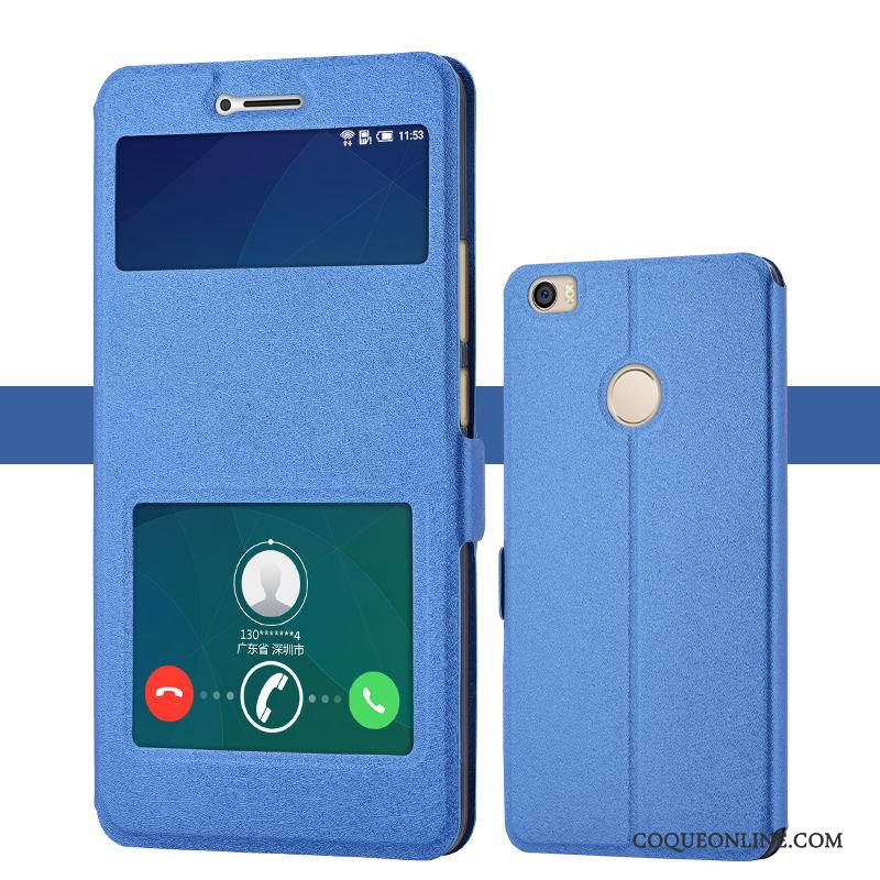 Mi Max 2 Coque Petit Étui En Cuir Protection Tout Compris Housse Bleu Incassable