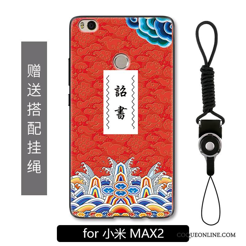 Mi Max 2 Étui Style Chinois Protection Incassable Petit Coque De Téléphone Rouge