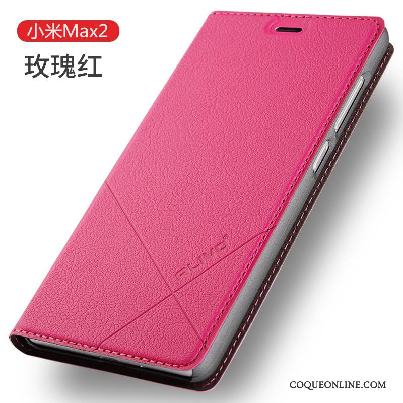 Mi Max 2 Étui Étui En Cuir Petit Clamshell Rouge Protection Coque