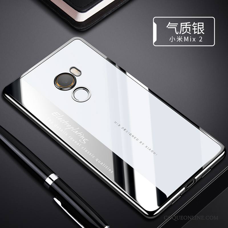 Mi Mix 2 Coque De Téléphone Étui Silicone Argent Incassable Fluide Doux Transparent