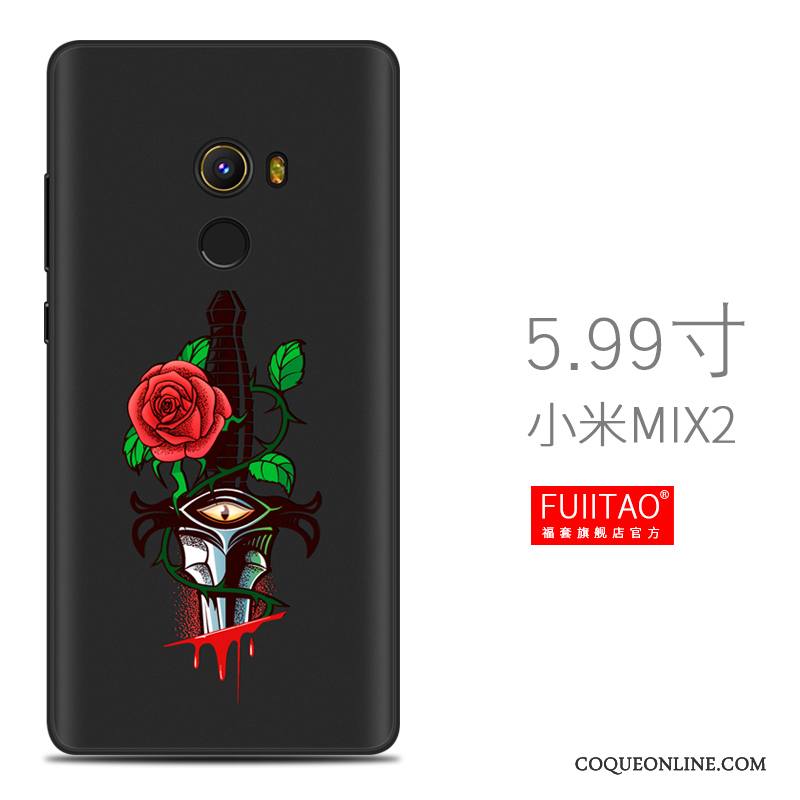 Mi Mix 2 Créatif Fluide Doux Petit Silicone Coque De Téléphone Personnalité Noir