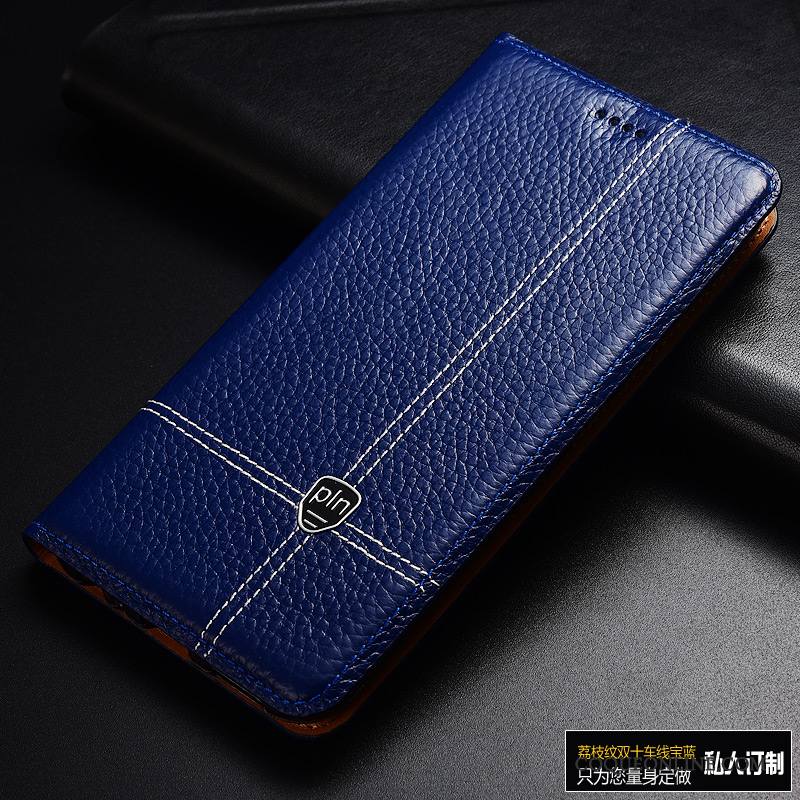 Mi Mix 2 Cuir Véritable Étui Housse Protection Étui En Cuir Bleu Coque De Téléphone