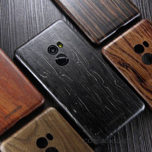 Mi Mix 2 En Bois Marque De Tendance Étui Très Mince Coque De Téléphone Bois Massif Noir