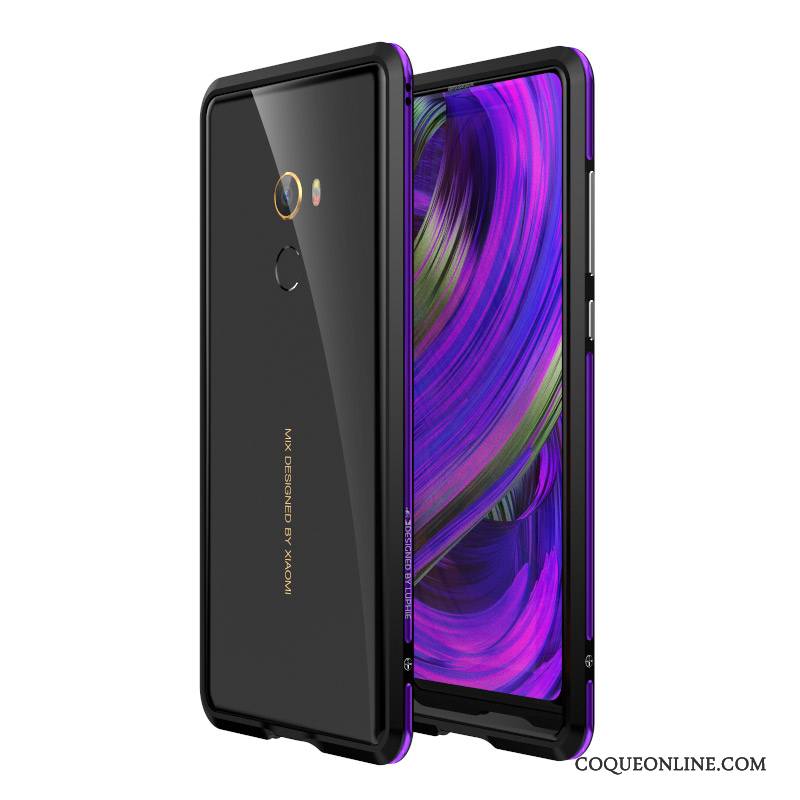 Mi Mix 2 Petit Coque De Téléphone Protection Étui Border Violet Métal