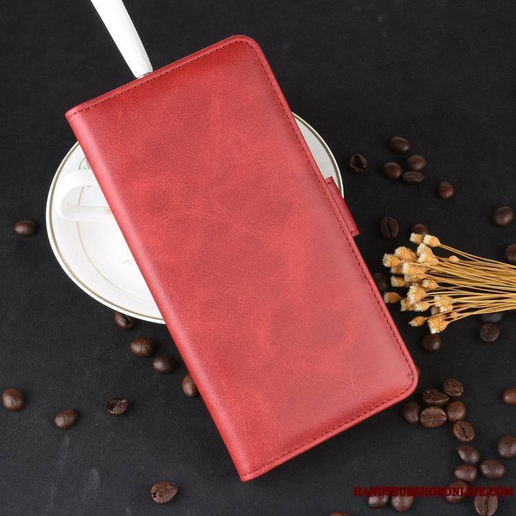 Mi Note 10 Coque De Téléphone Petit Clamshell Étui En Cuir Rouge Jours Bovins