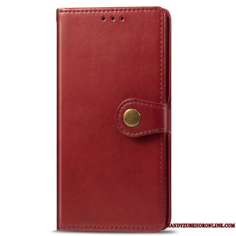 Mi Note 10 Coque Rouge Jeunesse Petit Simple Couleur Unie Étui Protection