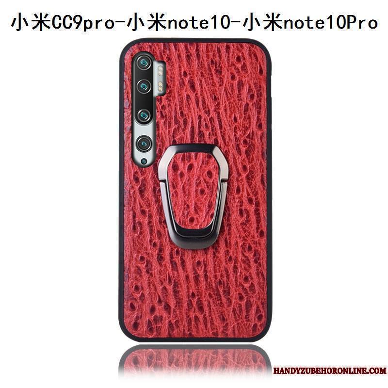 Mi Note 10 Coque Tout Compris Protection Couvercle Arrière Cuir Véritable Étui Rouge Incassable