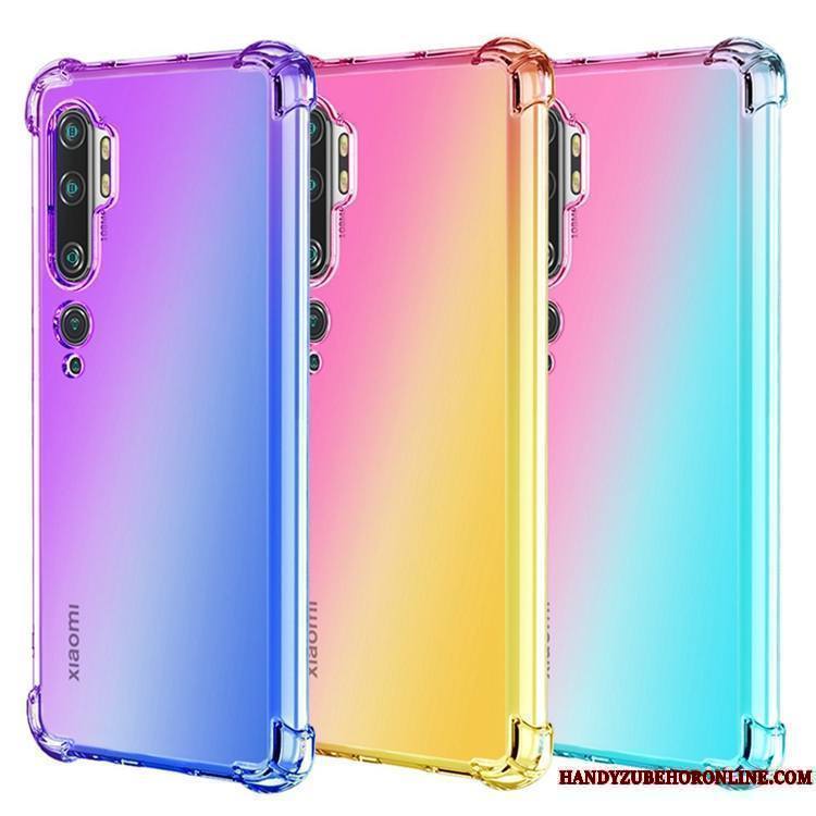 Mi Note 10 Dégradé Arc En Ciel Incassable Coque De Téléphone Étui Silicone Rose