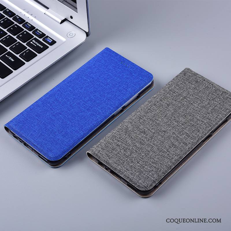 Mi Note 2 Coque Étui En Cuir Lin Incassable Téléphone Portable Bleu Petit Silicone