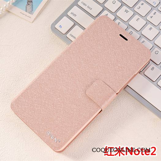 Mi Note 2 Étui En Cuir Tendance Clamshell Incassable Rouge Coque De Téléphone Rose