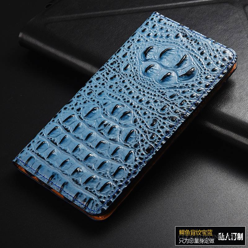 Mi Note 3 Coque Étui En Cuir Téléphone Portable Cuir Véritable Protection Petit Bleu Modèle Fleurie