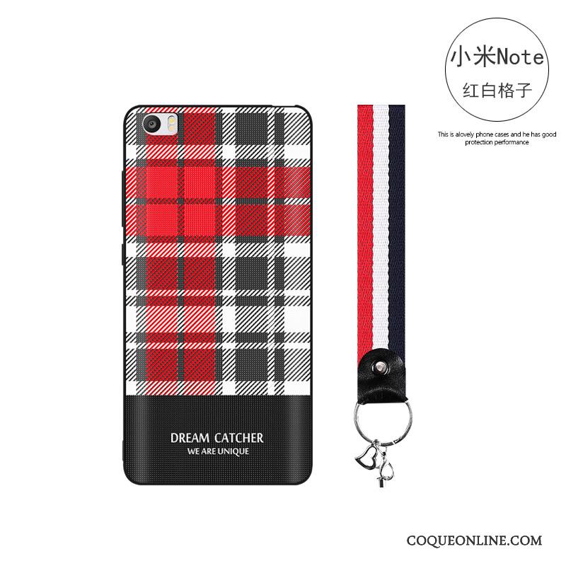 Mi Note Coque Incassable Plaid Simple Rouge Tout Compris Tendance Fluide Doux