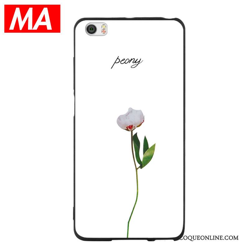 Mi Note Fleur Personnalité Feuille Silicone Pivoine Coque De Téléphone Blanc