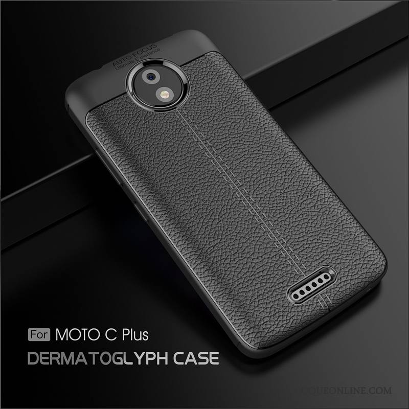 Moto C Plus Coque Protection Noir Fluide Doux Étui Cuir Créatif Modèle Fleurie