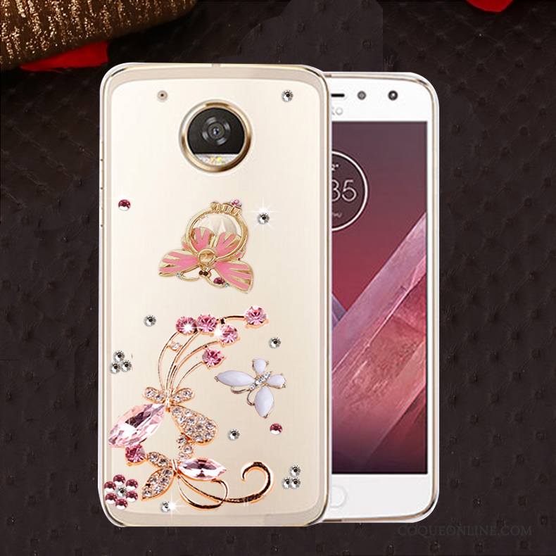 Moto E4 Coque Protection Incassable Silicone Strass Étui Or