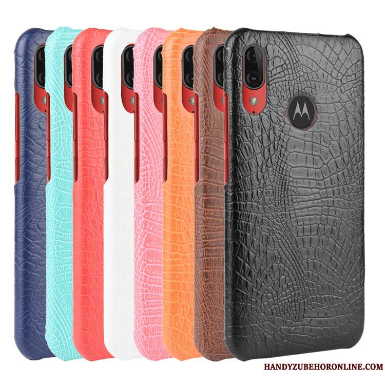 Moto E6 Plus Coque Étui Téléphone Portable Cuir Tendance Protection Crocodile