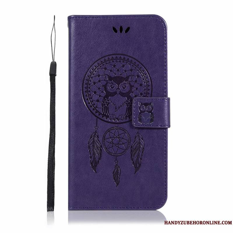 Moto E6 Plus Étui Coque De Téléphone Violet Incassable Modèle Fleurie Housse Étui En Cuir