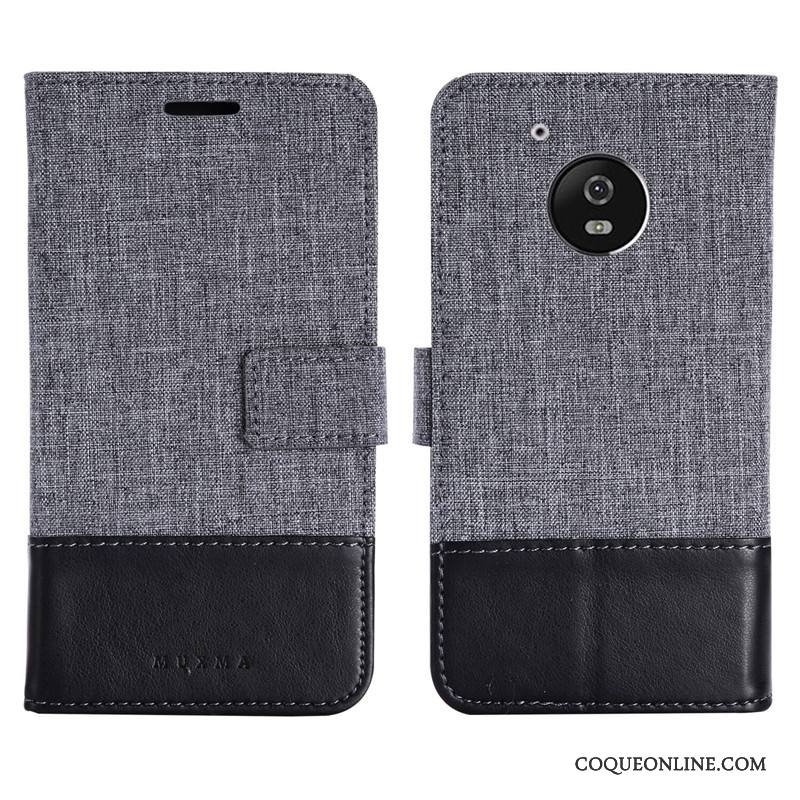 Moto G5 Coque Protection Étui Gris Incassable Velours Étui En Cuir Fluide Doux