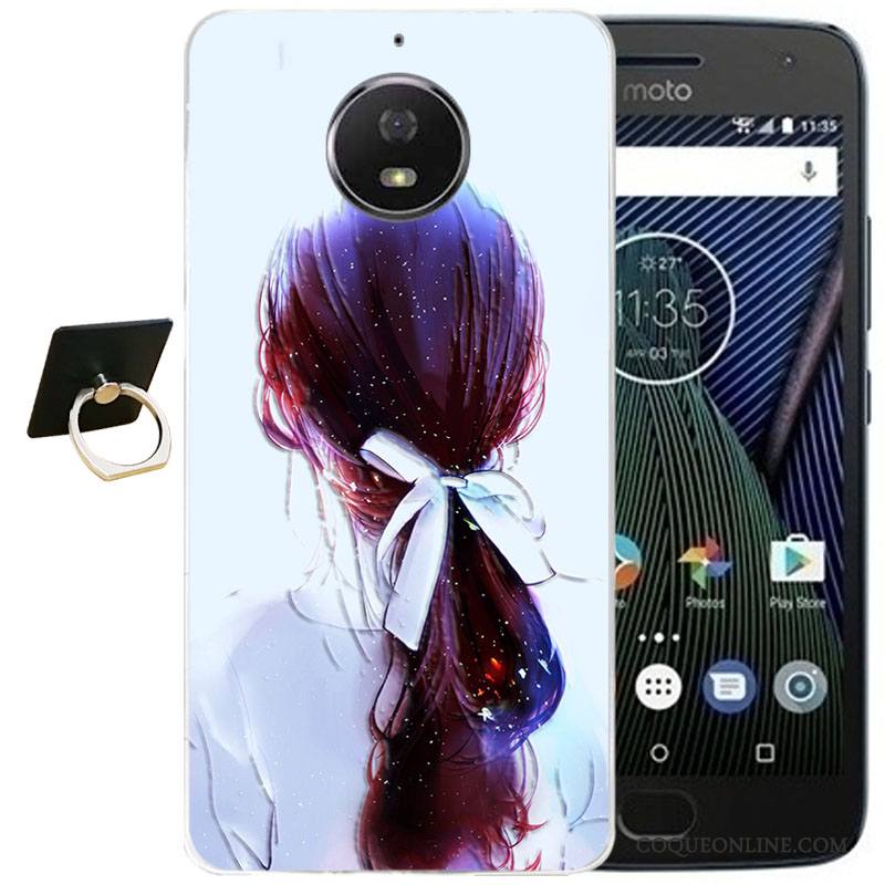 Moto G5 Plus Coque Silicone Étui Vent Violet Dessin Animé Protection Gaufrage