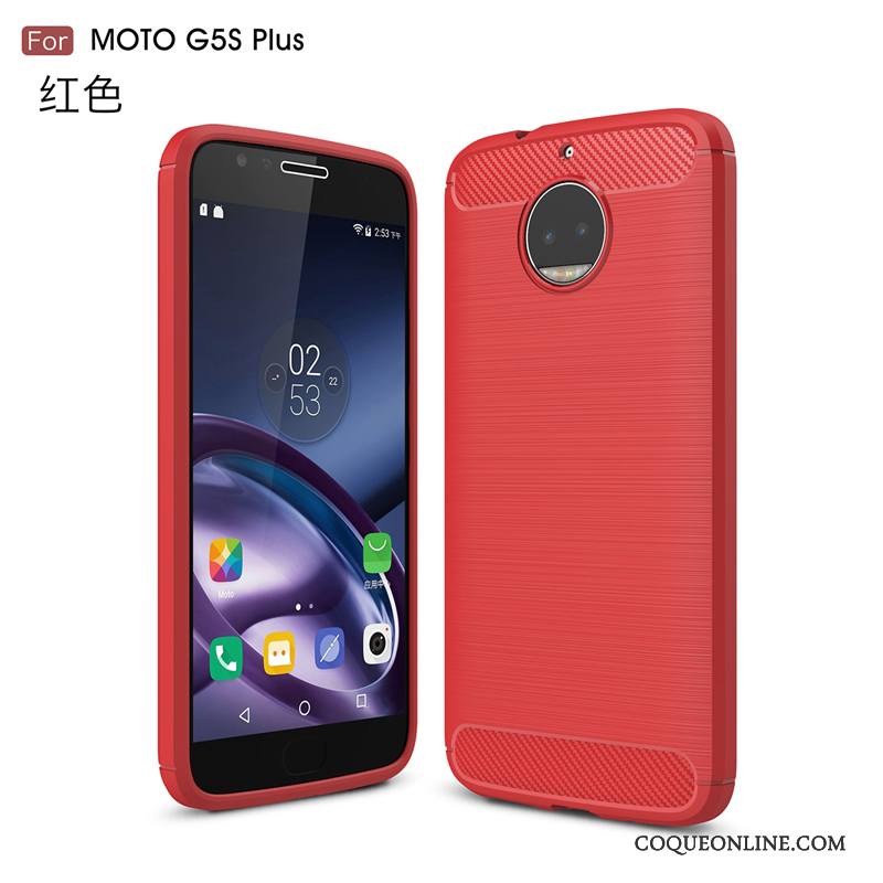 Moto G5 Plus Incassable Coque De Téléphone Soie Rouge Protection