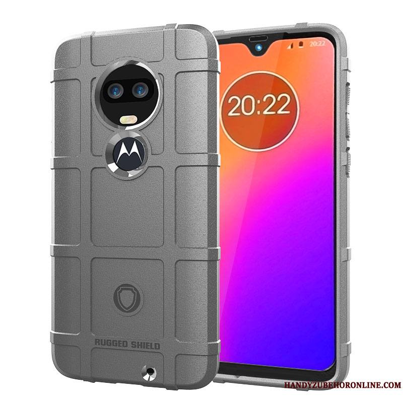 Moto G7 Coque Personnalité Créatif Trois Défenses Tout Compris Marque De Tendance Étui Gris