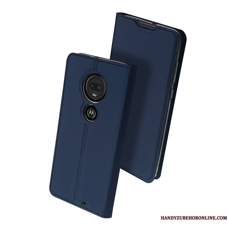 Moto G7 Plus Carte Légères Transparent Coque Bleu Téléphone Portable Fluide Doux