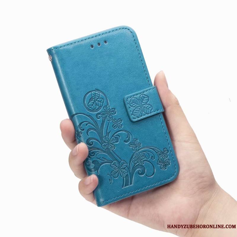 Moto G7 Plus Coque De Téléphone Protection Étui En Cuir Incassable Clamshell Tout Compris Bleu