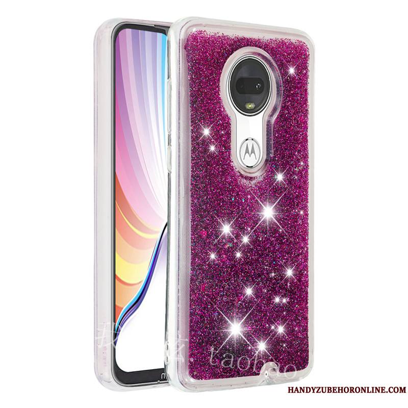 Moto G7 Plus Coque De Téléphone Violet Étui Quicksand Fluide Doux