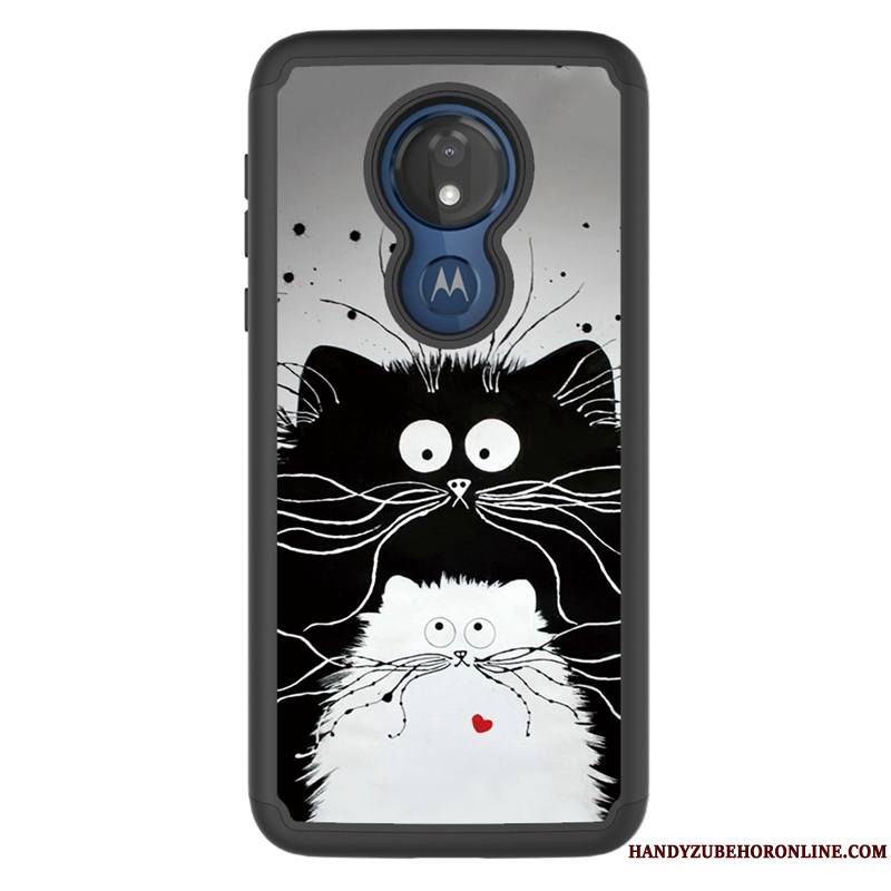 Moto G7 Power Noir Coque De Téléphone Étui Tissu Incassable Dessin Animé Modèle Fleurie