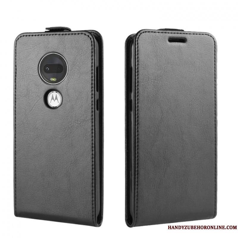 Moto G7 Étui En Cuir Modèle Fleurie Coque De Téléphone Protection Noir