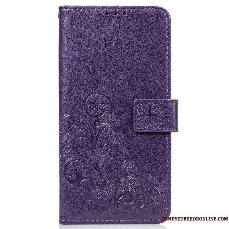 Moto G7 Étui En Cuir Support Violet Carte Coque De Téléphone Incassable Fluide Doux