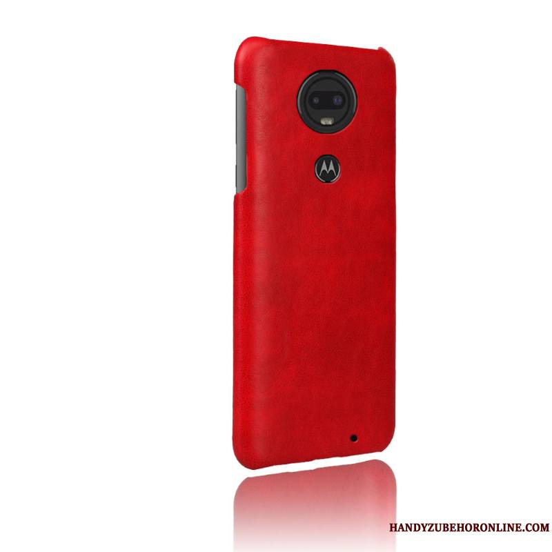 Moto G7 Étui Vintage Coque Incassable Rouge Business Qualité