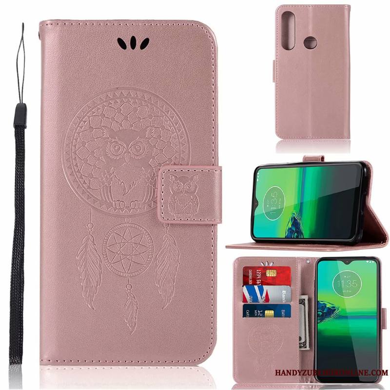 Moto G8 Plus Coque De Téléphone Étui Modèle Fleurie Rose Incassable Étui En Cuir Protection