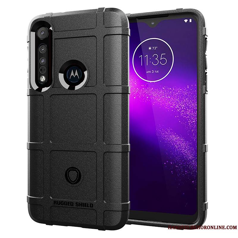 Moto G8 Plus Coque De Téléphone Étui Épaissir Noir Tout Compris Protection Incassable