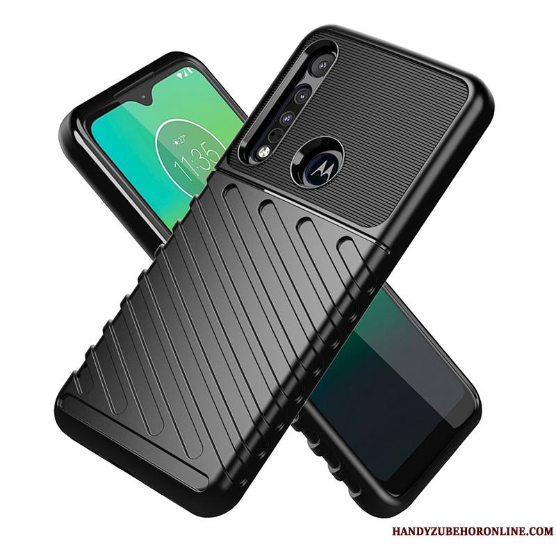 Moto G8 Plus Mince Tout Compris Fluide Doux Coque De Téléphone Étoile Noir Silicone