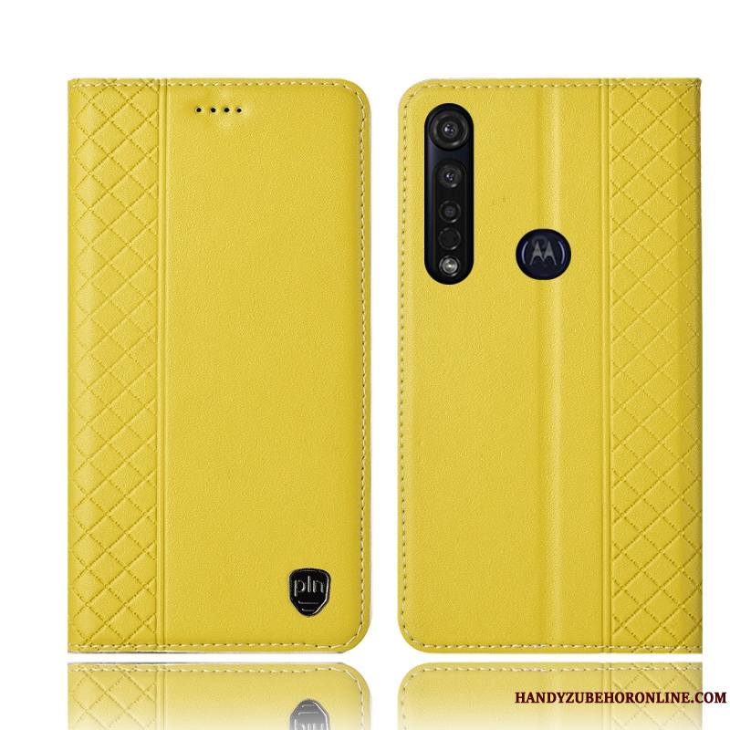 Moto G8 Plus Étui Jaune Incassable Coque De Téléphone Étui En Cuir Tout Compris Housse