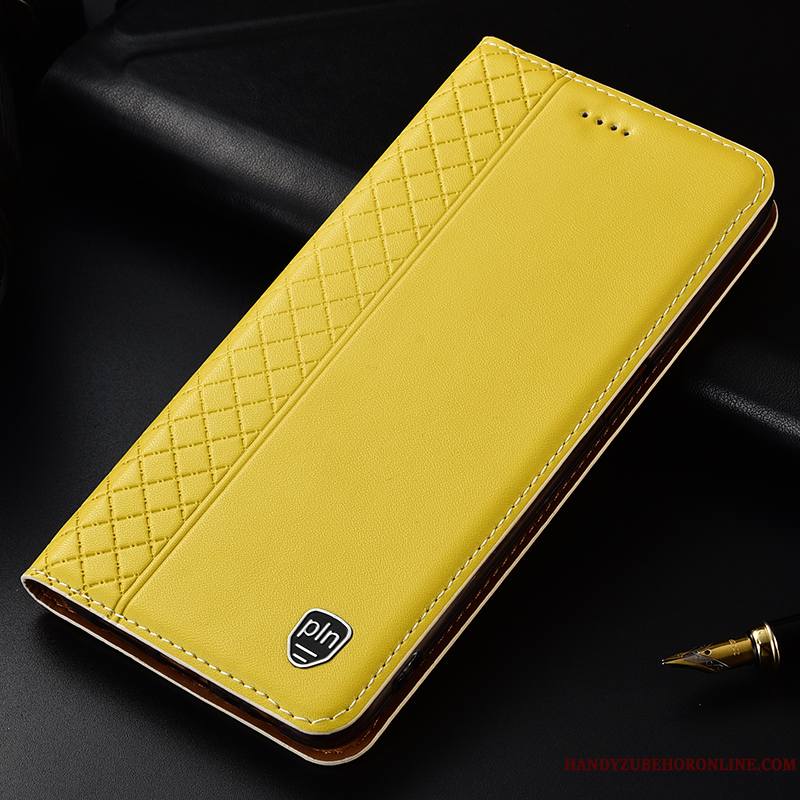 Moto G8 Power Protection Housse Cuir Véritable Coque De Téléphone Jaune Étui Tout Compris