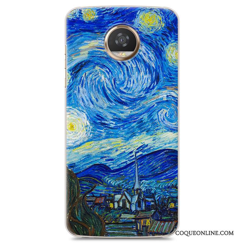 Moto Z2 Play Protection Bleu Personnalité Dessin Animé Peinture Coque De Téléphone Étui