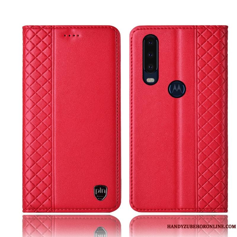 Motorola One Action Coque De Téléphone Protection Étui Étui En Cuir Rouge Housse Incassable