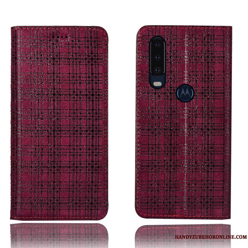 Motorola One Action Protection Rouge Incassable Coque De Téléphone Velours Étui En Cuir Housse