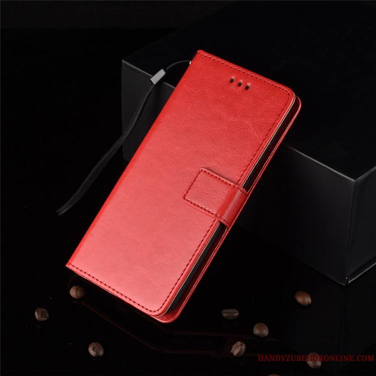 Motorola One Action Étui En Cuir Boucle Magnétique Protection Clamshell Rouge Coque De Téléphone