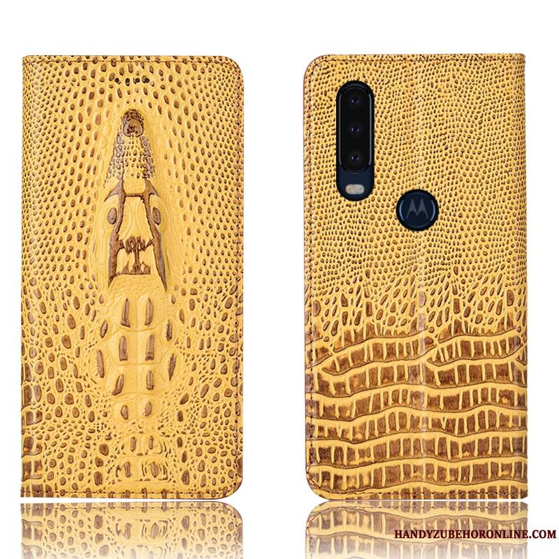 Motorola One Action Étui En Cuir Housse Protection Coque De Téléphone Jaune Incassable Tout Compris