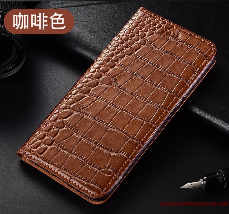 Motorola One Hyper Coque De Téléphone Étui Housse Crocodile Protection Marron Étui En Cuir