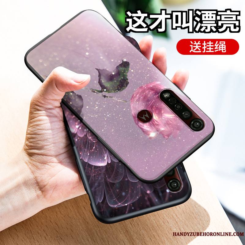 Motorola One Macro Coque Silicone Créatif Protection Étui Personnalité Rose Tout Compris