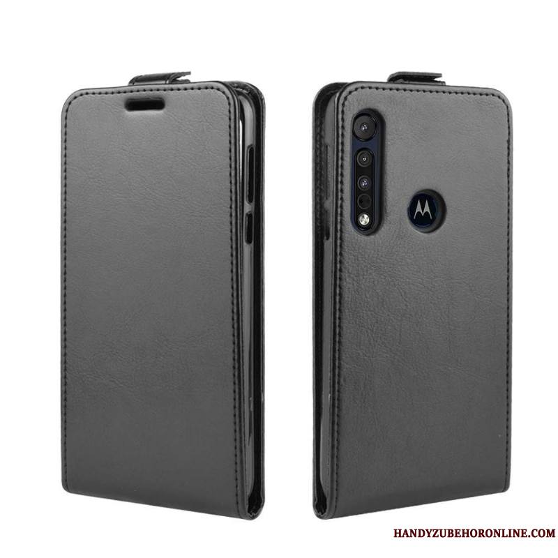 Motorola One Macro Housse Noir Étui Étui En Cuir Coque De Téléphone Protection Incassable