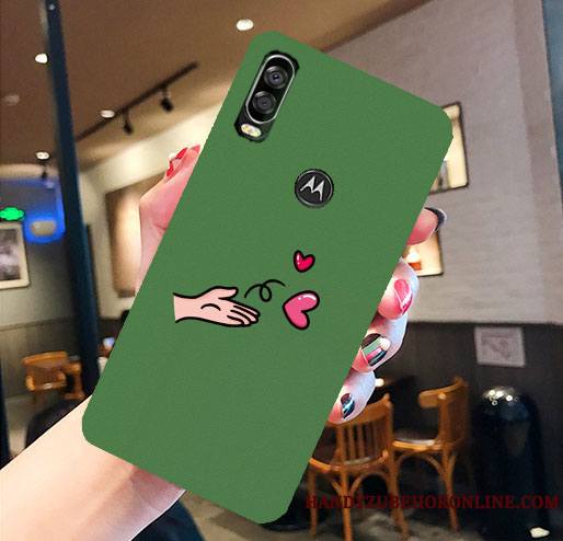 Motorola One Vision Téléphone Portable Étui Vert Incassable Fluide Doux Protection Coque